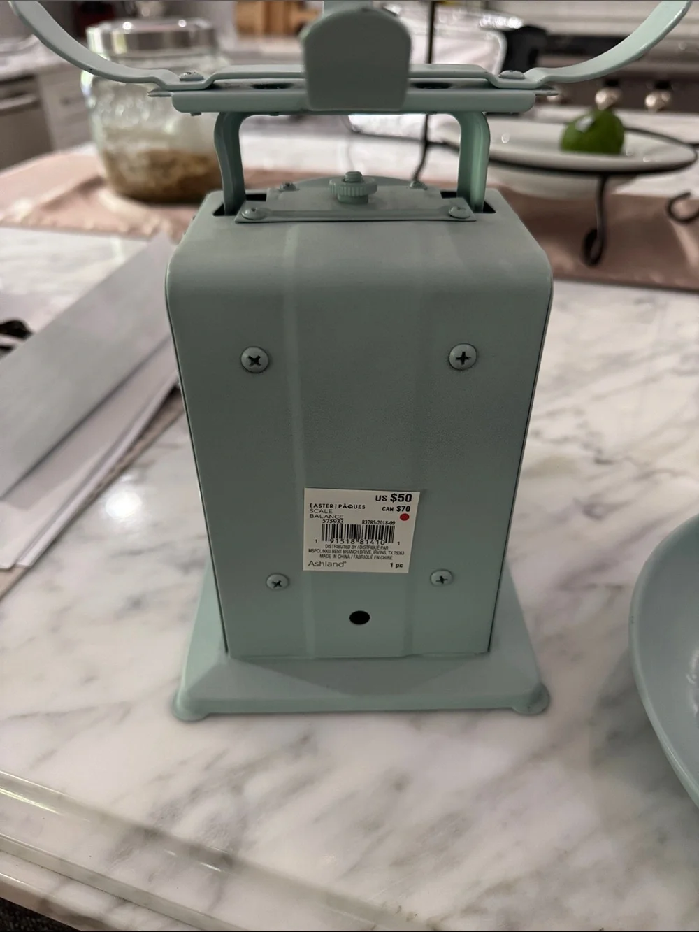 NOR Retro Mint Green Analog Kitchen Scale with Red Pointer